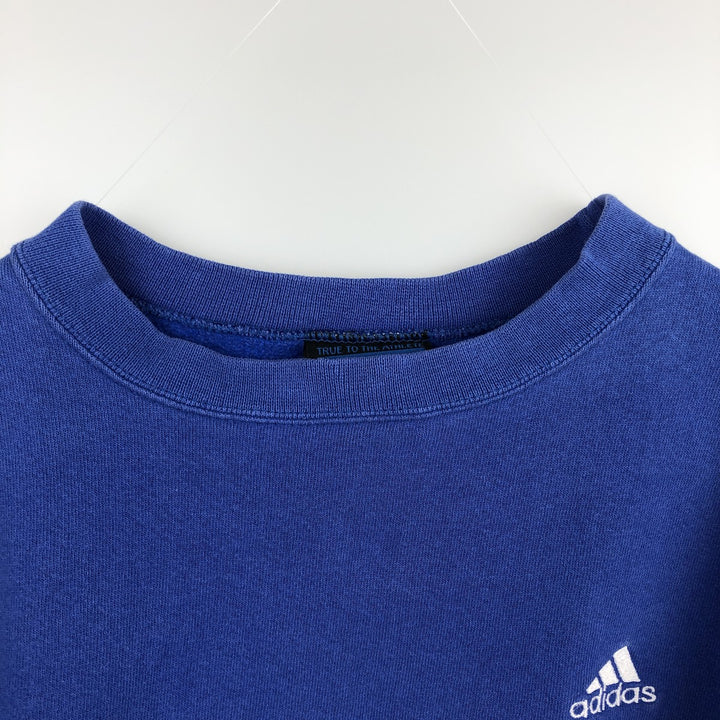 Adidas TEAM one-point logo sweatshirt, made in USA, men's size L equivalent. cotton blue type Vintage Second Hand