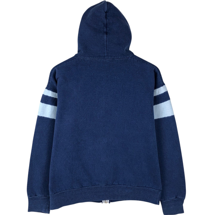 Striped full-zip sweatshirt hoodie, men's size XL. cotton blue type Vintage Second Hand