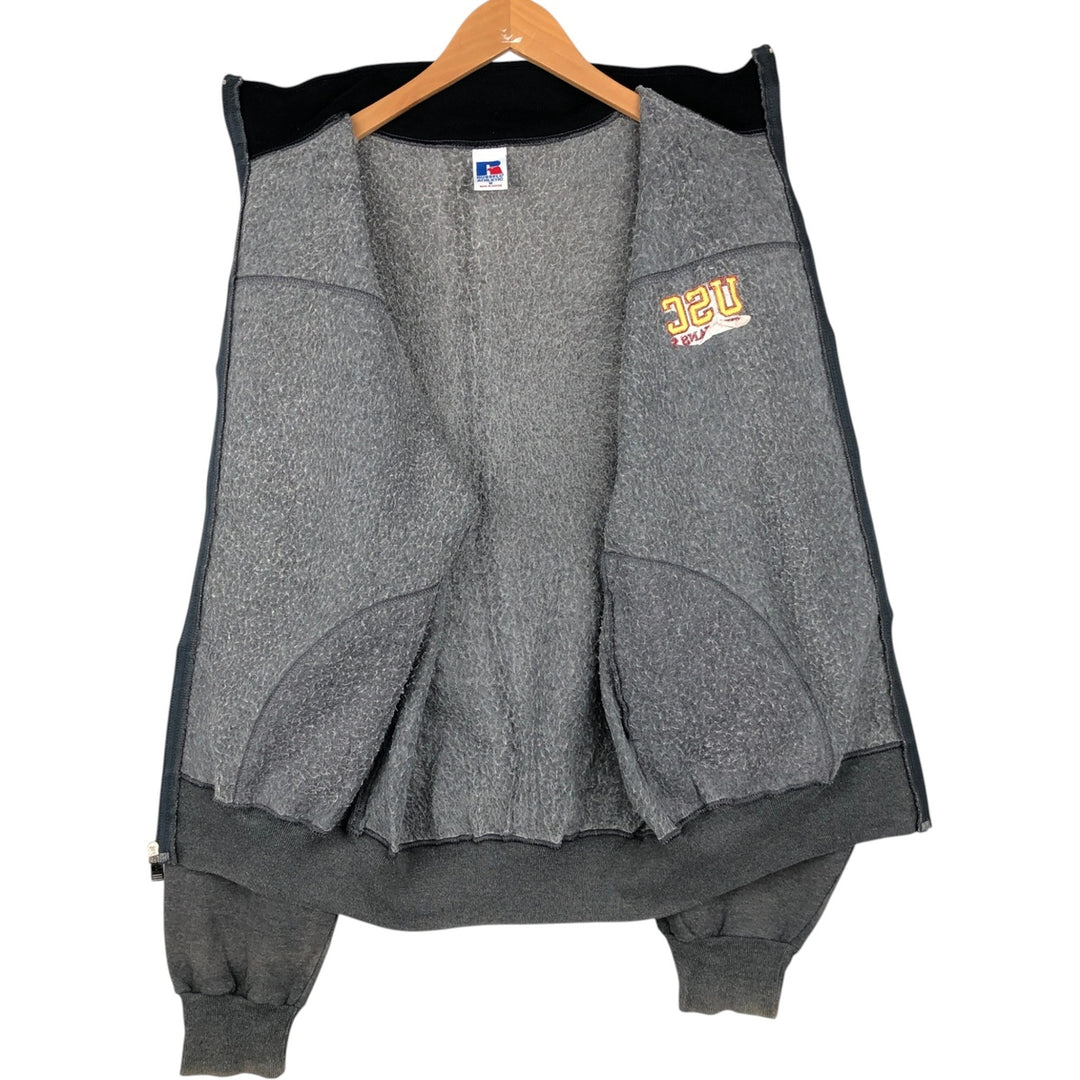 90'S Russell Athletic College Full-Zip Sweatshirt, Men's Size M (Equivalent), Vintage cotton gray type Vintage Second Hand