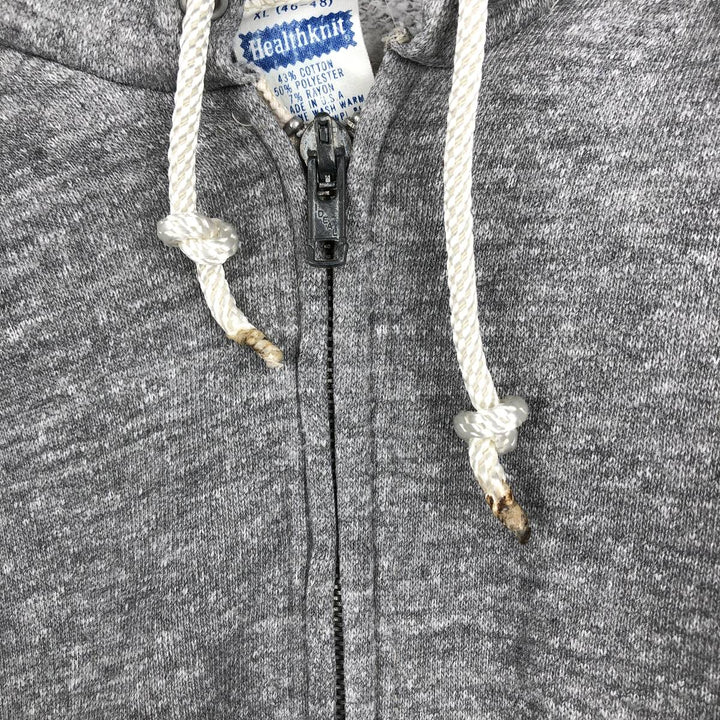 70s-80'S Healthknit Full-Zip Sweatshirt Hoodie, Made in USA, Men's XL (approx.), Vintage cotton gray type Vintage Second Hand