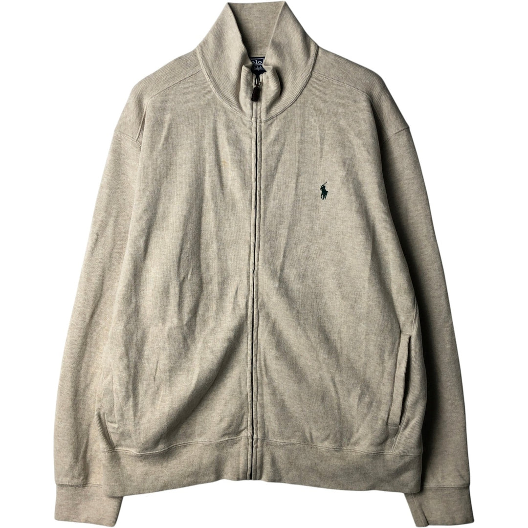 Ralph Lauren POLO by Ralph Lauren full zip sweatshirt, men's XL size cotton ivory Vintage Second Hand