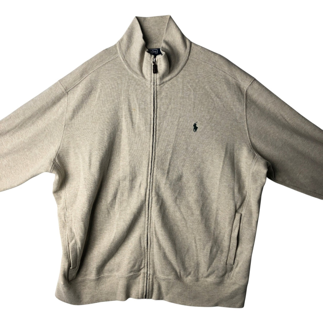 Ralph Lauren POLO by Ralph Lauren full zip sweatshirt, men's XL size cotton ivory Vintage Second Hand