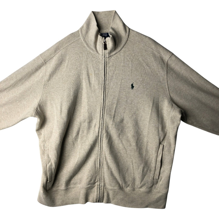 Ralph Lauren POLO by Ralph Lauren full zip sweatshirt, men's XL size cotton ivory Vintage Second Hand