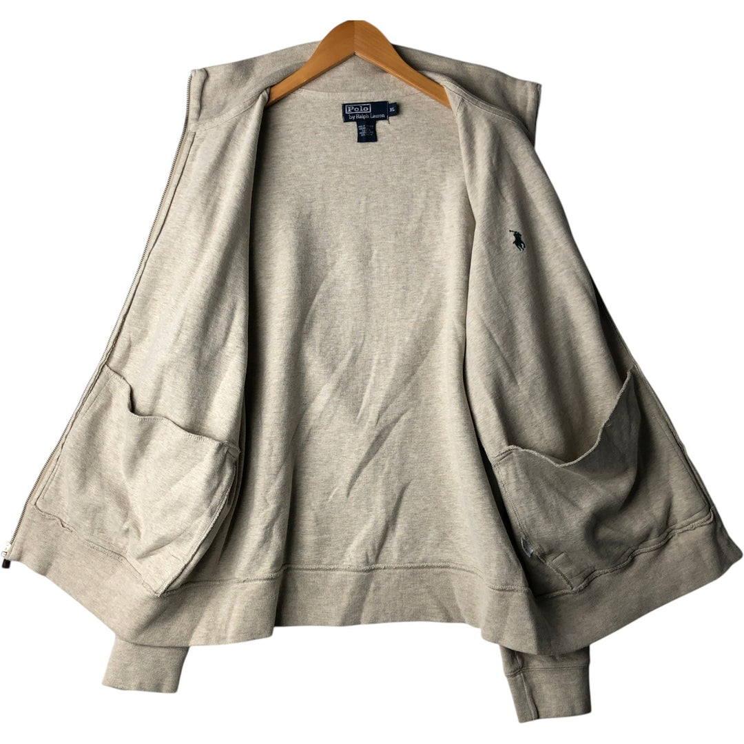 Ralph Lauren POLO by Ralph Lauren full zip sweatshirt, men's XL size cotton ivory Vintage Second Hand