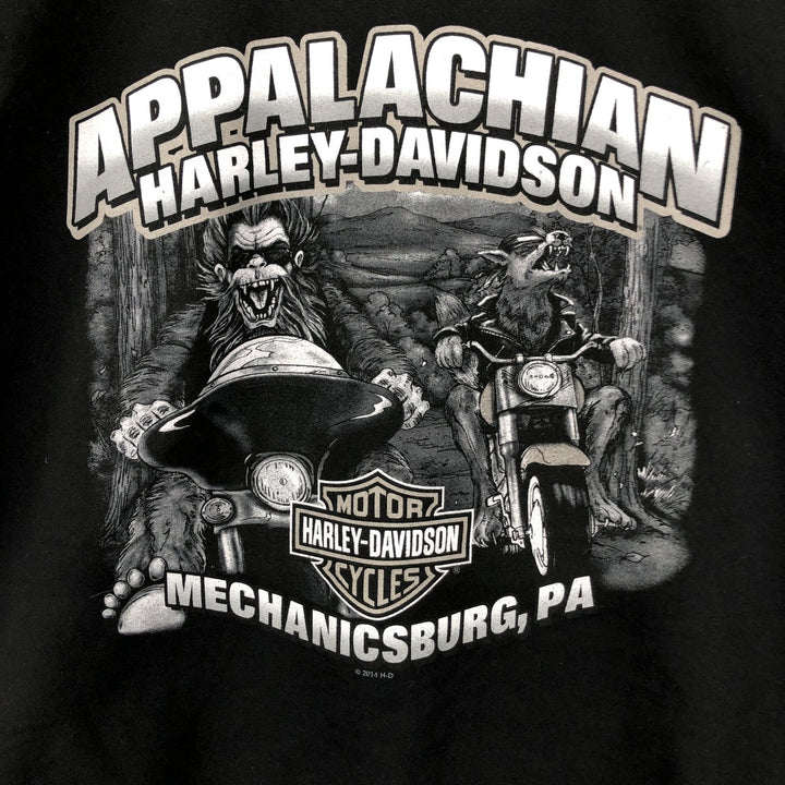 Harley-Davidson Eagle Pattern Motorcycle Sweatshirt Full-Zip Hoodie, Men's Size L (approx.) cotton black type Vintage Second Hand