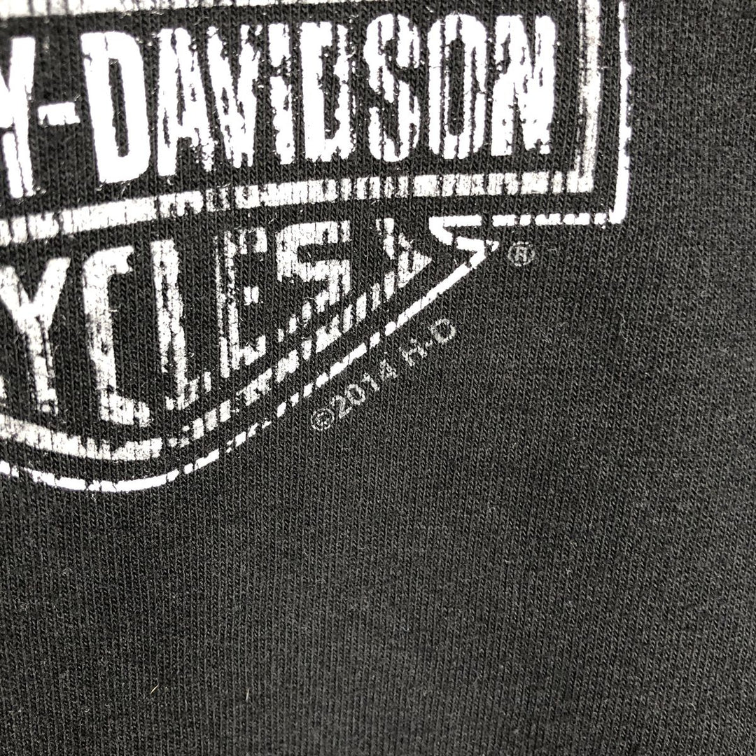 Harley-Davidson Eagle Pattern Motorcycle Sweatshirt Full-Zip Hoodie, Men's Size L (approx.) cotton black type Vintage Second Hand