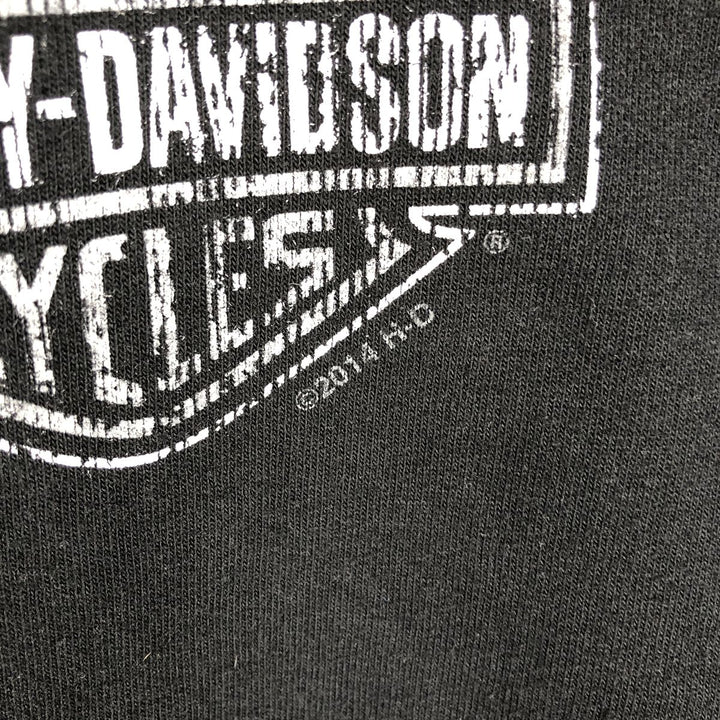 Harley-Davidson Eagle Pattern Motorcycle Sweatshirt Full-Zip Hoodie, Men's Size L (approx.) cotton black type Vintage Second Hand