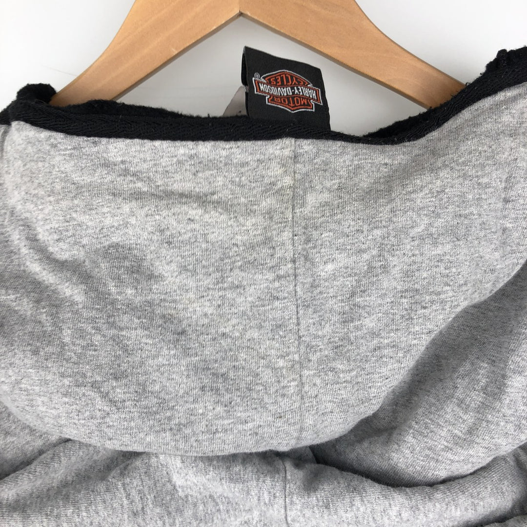 Harley-Davidson Eagle Pattern Motorcycle Sweatshirt Full-Zip Hoodie, Men's Size L (approx.) cotton black type Vintage Second Hand
