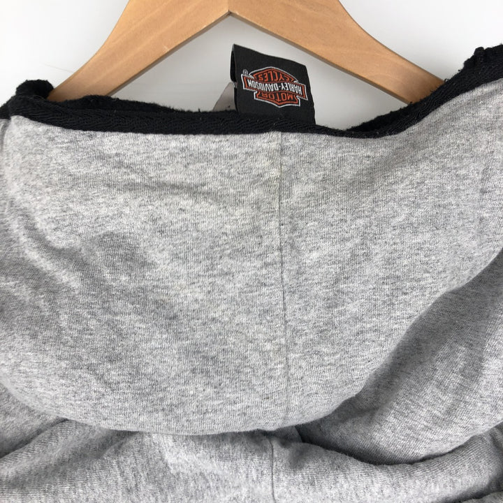 Harley-Davidson Eagle Pattern Motorcycle Sweatshirt Full-Zip Hoodie, Men's Size L (approx.) cotton black type Vintage Second Hand