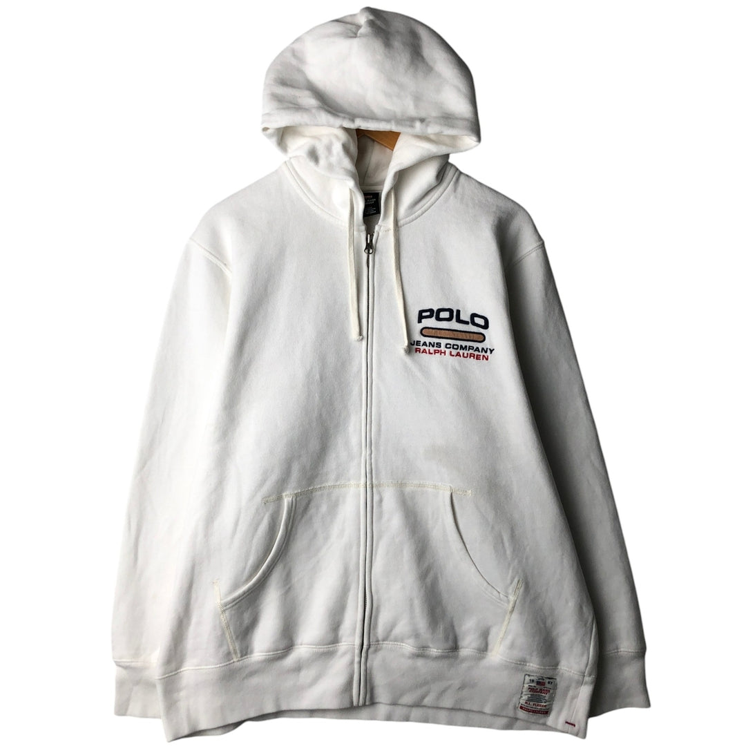 Ralph Lauren POLO JEANS COMPANY Full-Zip Sweatshirt Hoodie, Men's Size L (approx.) cotton white type Vintage Second Hand