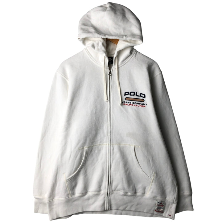 Ralph Lauren POLO JEANS COMPANY Full-Zip Sweatshirt Hoodie, Men's Size L (approx.) cotton white type Vintage Second Hand