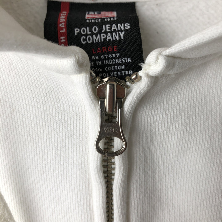 Ralph Lauren POLO JEANS COMPANY Full-Zip Sweatshirt Hoodie, Men's Size L (approx.) cotton white type Vintage Second Hand