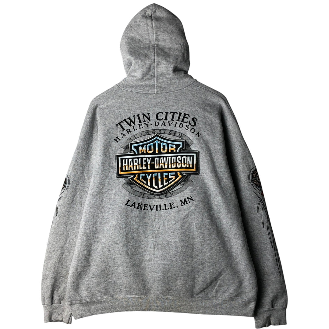 Harley-Davidson Sweat Full Zip Hoodie Men's L size cotton gray type Vintage Second Hand