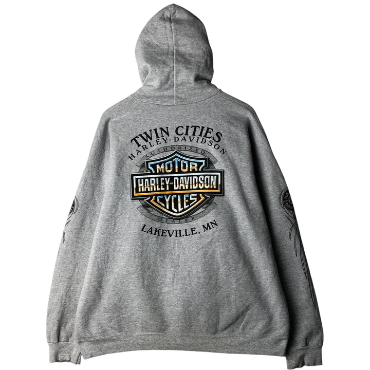 Harley-Davidson Sweat Full Zip Hoodie Men's L size cotton gray type Vintage Second Hand
