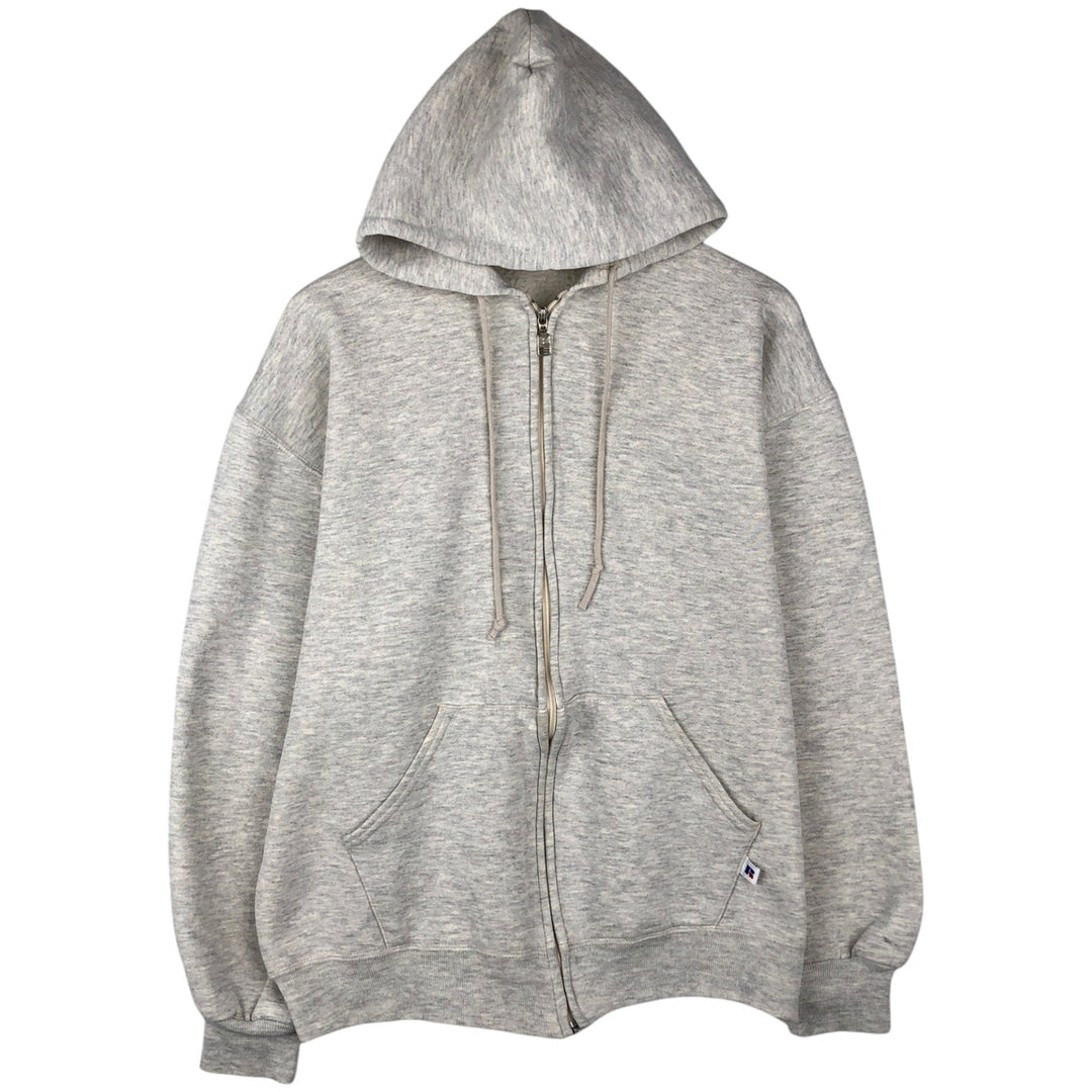 Vintage 90'S Russell Athletic full-zip sweatshirt hoodie, made in the USA, size L, men's cotton gray type Vintage Second Hand