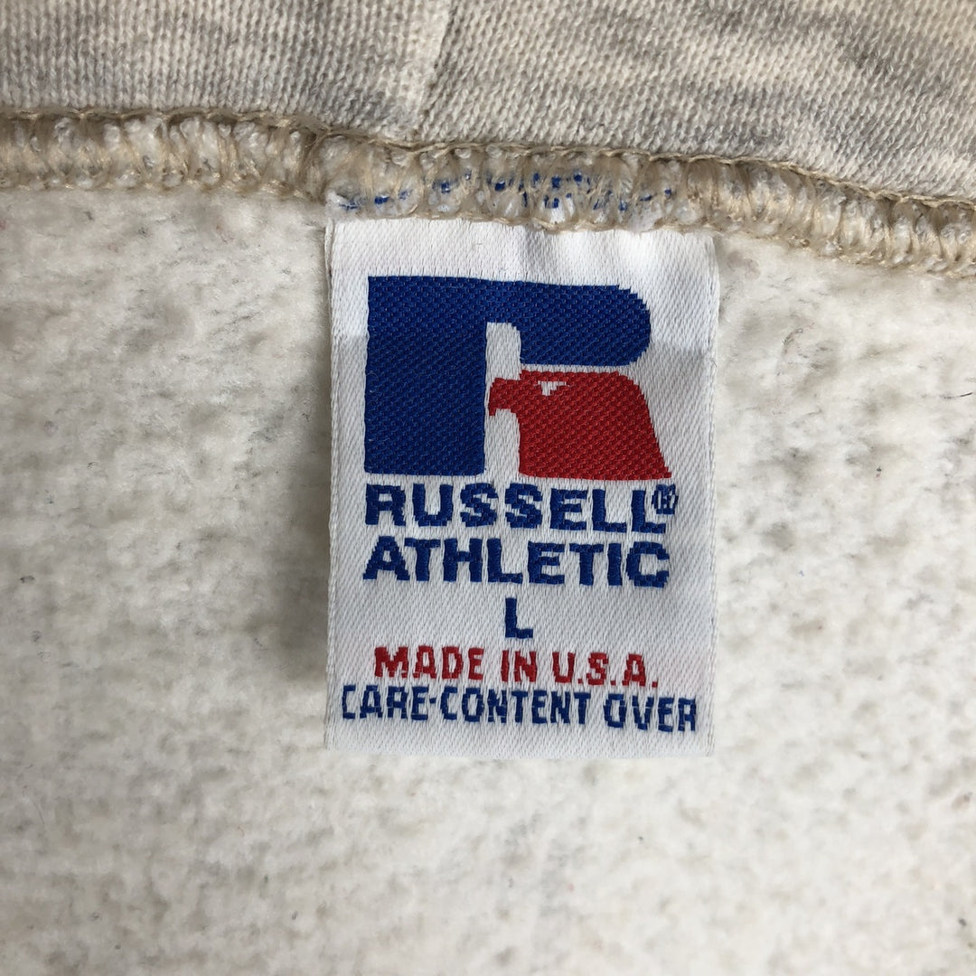 Vintage 90'S Russell Athletic full-zip sweatshirt hoodie, made in the USA, size L, men's cotton gray type Vintage Second Hand