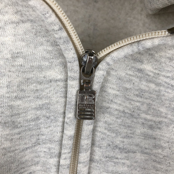Vintage 90'S Russell Athletic full-zip sweatshirt hoodie, made in the USA, size L, men's cotton gray type Vintage Second Hand
