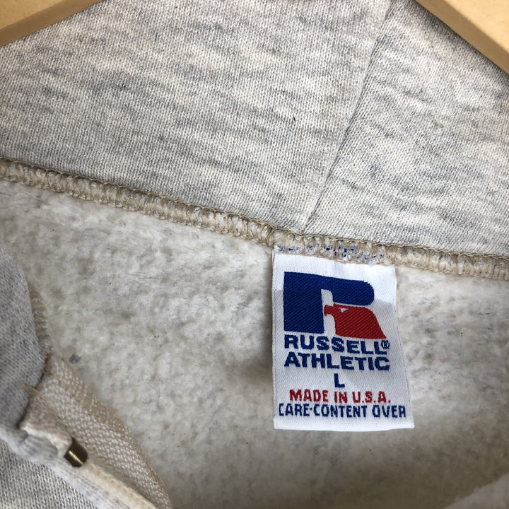 Vintage 90'S Russell Athletic full-zip sweatshirt hoodie, made in the USA, size L, men's cotton gray type Vintage Second Hand