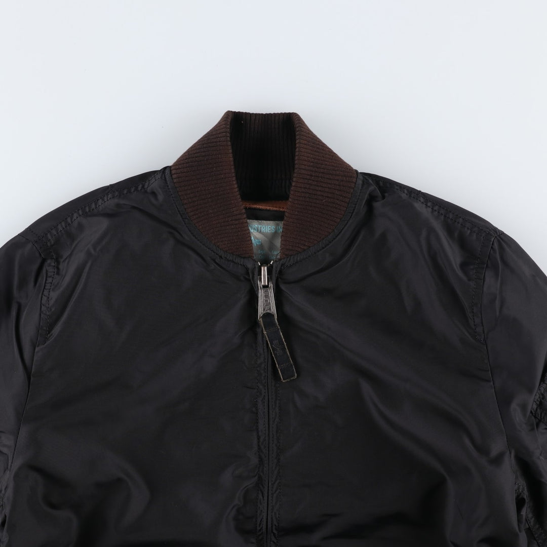 Civilian-made Alpha Industries military flight jacket, women's size L equivalent. Nylon black type Vintage Second Hand