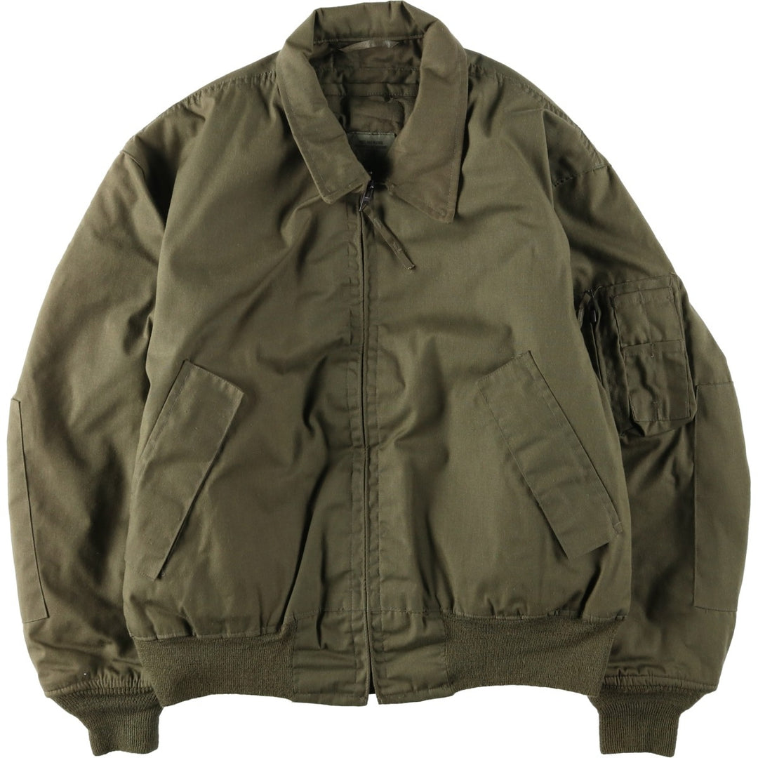 1990'S US Military Issue CVC Nomex Military Tanker Jacket, Made in USA, Large-Short (Men's Size L equivalent), Vintage Aramid Khaki type Vintage Second Hand