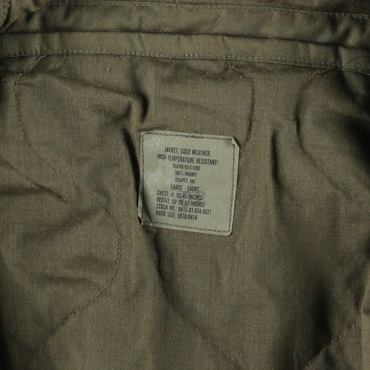 1990'S US Military Issue CVC Nomex Military Tanker Jacket, Made in USA, Large-Short (Men's Size L equivalent), Vintage Aramid Khaki type Vintage Second Hand