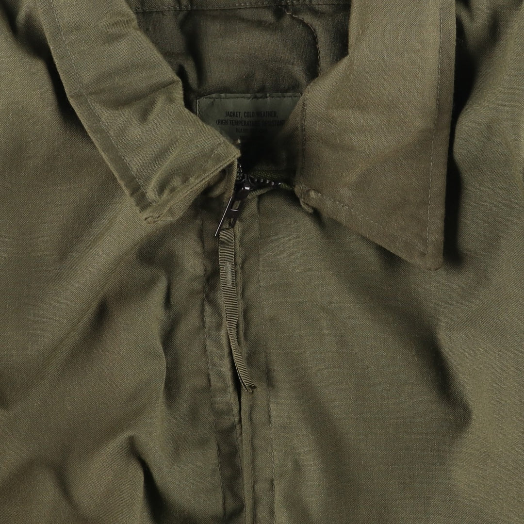 1990'S US Military Issue CVC Nomex Military Tanker Jacket, Made in USA, Large-Short (Men's Size L equivalent), Vintage Aramid Khaki type Vintage Second Hand