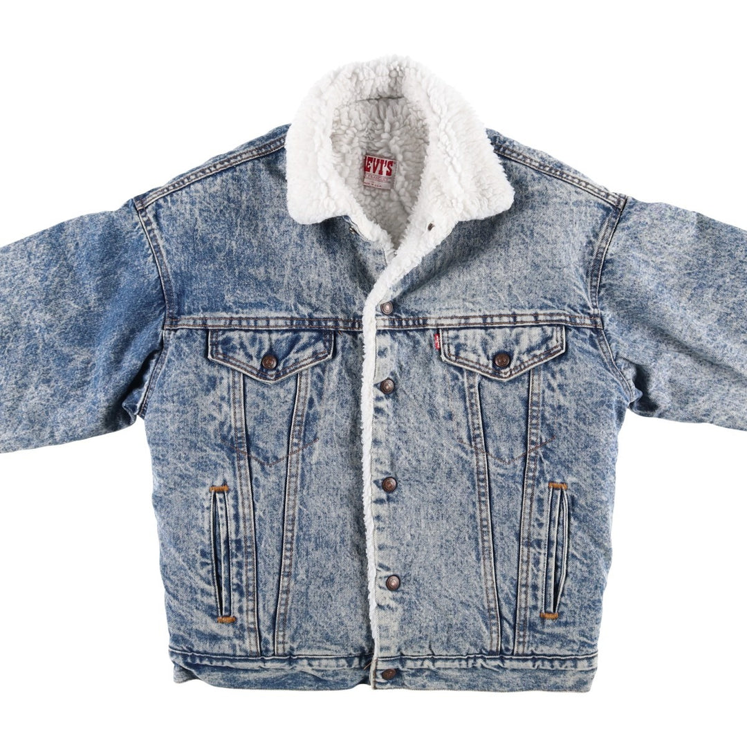 80s-90'S Levi's 70609-0219 Chemical Wash Denim Boa Jacket, Made in USA, Men's Size S (Equivalent), Vintage cotton blue type Vintage Second Hand