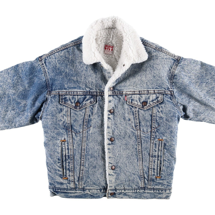 80s-90'S Levi's 70609-0219 Chemical Wash Denim Boa Jacket, Made in USA, Men's Size S (Equivalent), Vintage cotton blue type Vintage Second Hand