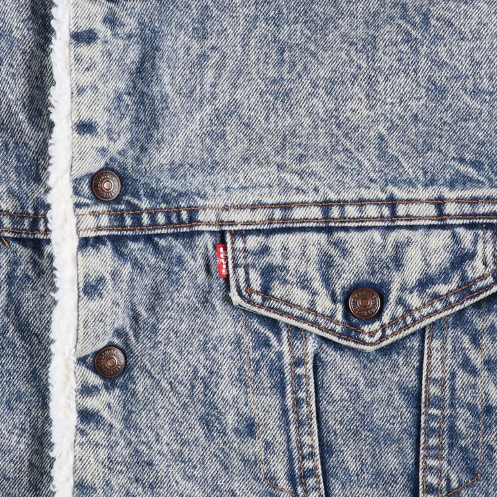 80s-90'S Levi's 70609-0219 Chemical Wash Denim Boa Jacket, Made in USA, Men's Size S (Equivalent), Vintage cotton blue type Vintage Second Hand
