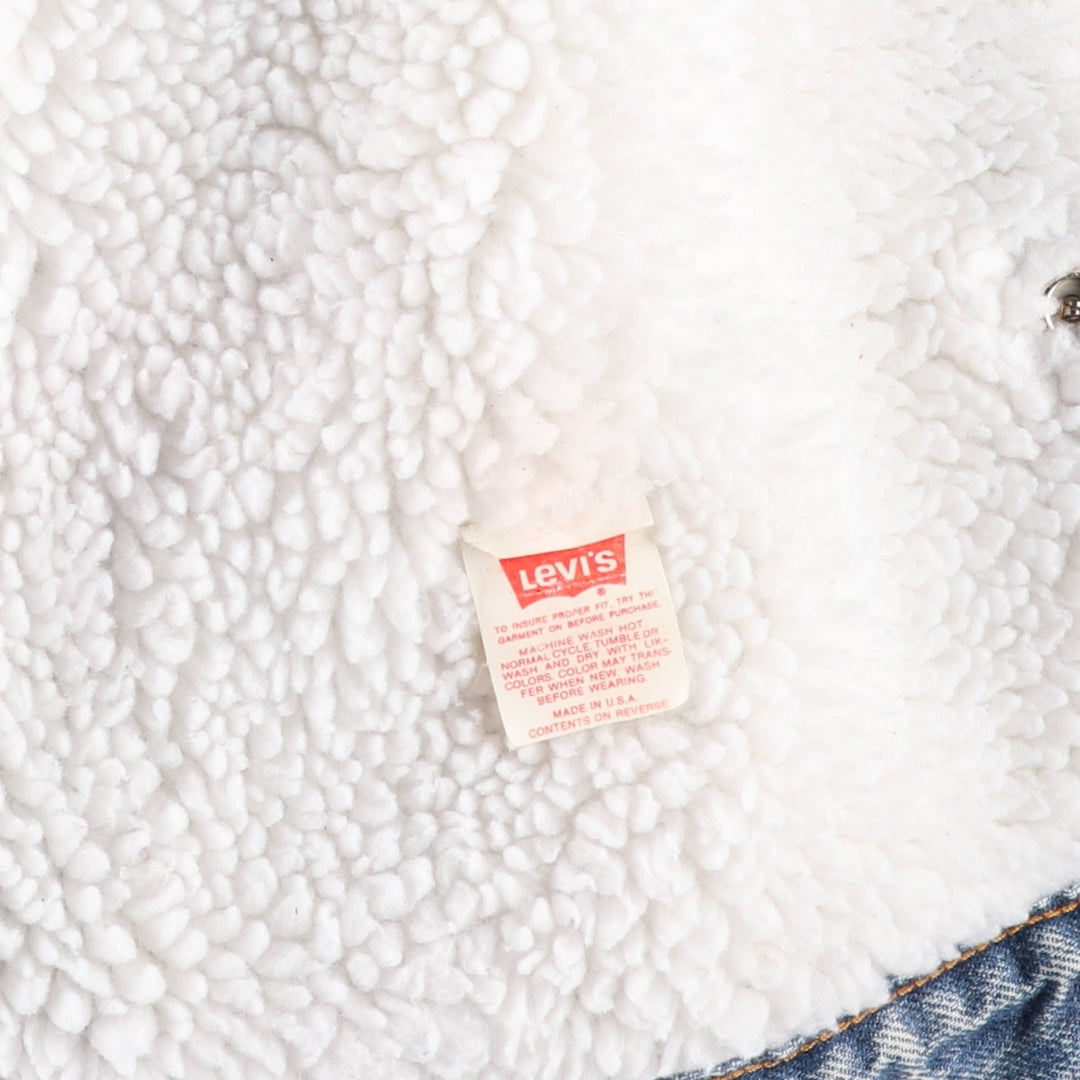 80s-90'S Levi's 70609-0219 Chemical Wash Denim Boa Jacket, Made in USA, Men's Size S (Equivalent), Vintage cotton blue type Vintage Second Hand