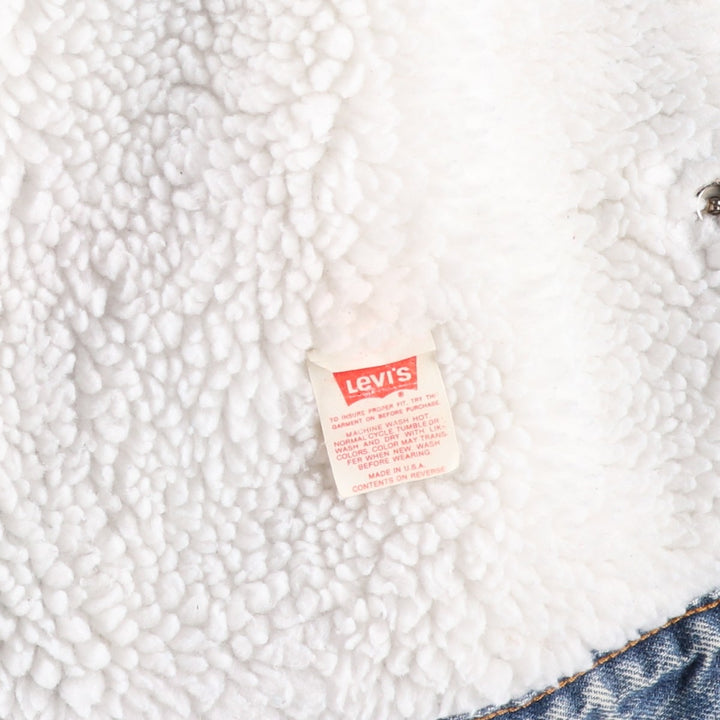 80s-90'S Levi's 70609-0219 Chemical Wash Denim Boa Jacket, Made in USA, Men's Size S (Equivalent), Vintage cotton blue type Vintage Second Hand
