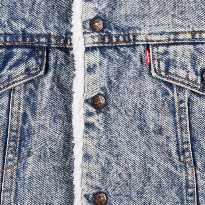 80s-90'S Levi's 70609-0219 Chemical Wash Denim Boa Jacket, Made in USA, Men's Size S (Equivalent), Vintage cotton blue type Vintage Second Hand