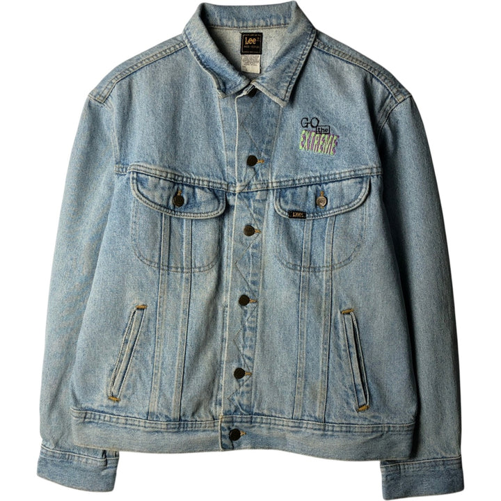 80'S Lee Riders denim jacket, denim jacket, made in USA, men's size L, vintage cotton blue type Vintage Second Hand