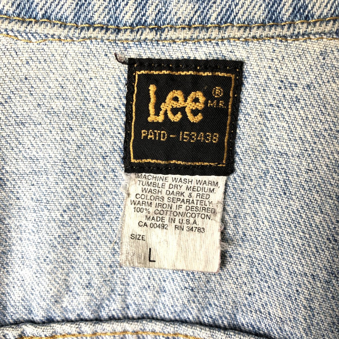 80'S Lee Riders denim jacket, denim jacket, made in USA, men's size L, vintage cotton blue type Vintage Second Hand