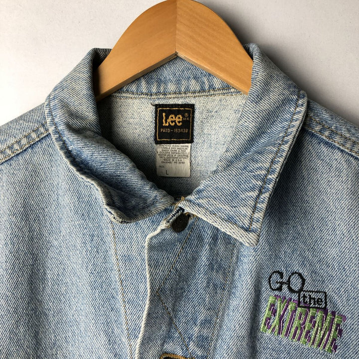 80'S Lee Riders denim jacket, denim jacket, made in USA, men's size L, vintage cotton blue type Vintage Second Hand