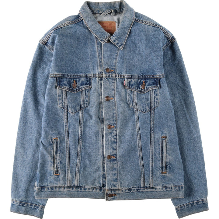 Levi's 70507-0389 American flag back print denim jacket, men's size XL. unclear blue type Vintage Second Hand