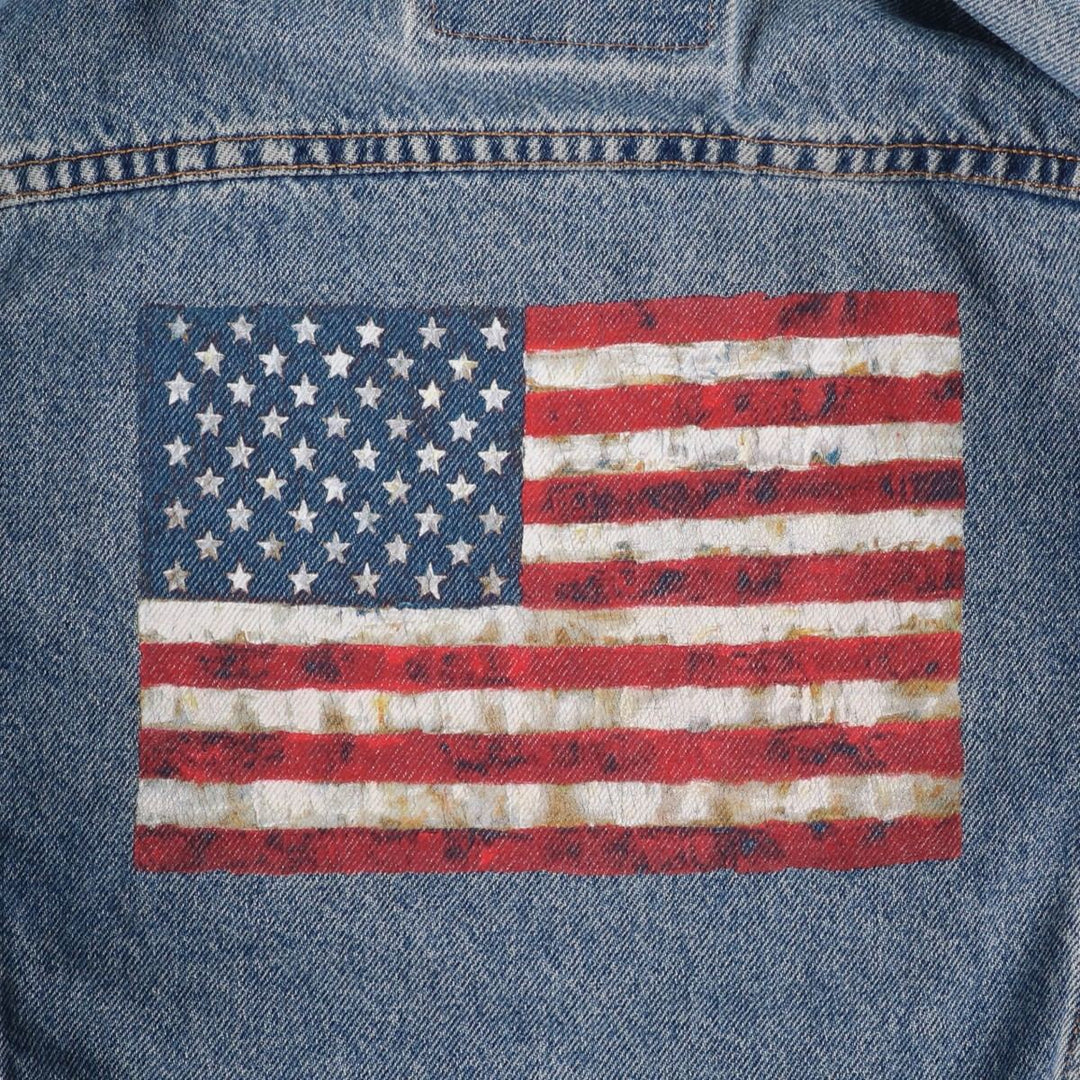 Levi's 70507-0389 American flag back print denim jacket, men's size XL. unclear blue type Vintage Second Hand