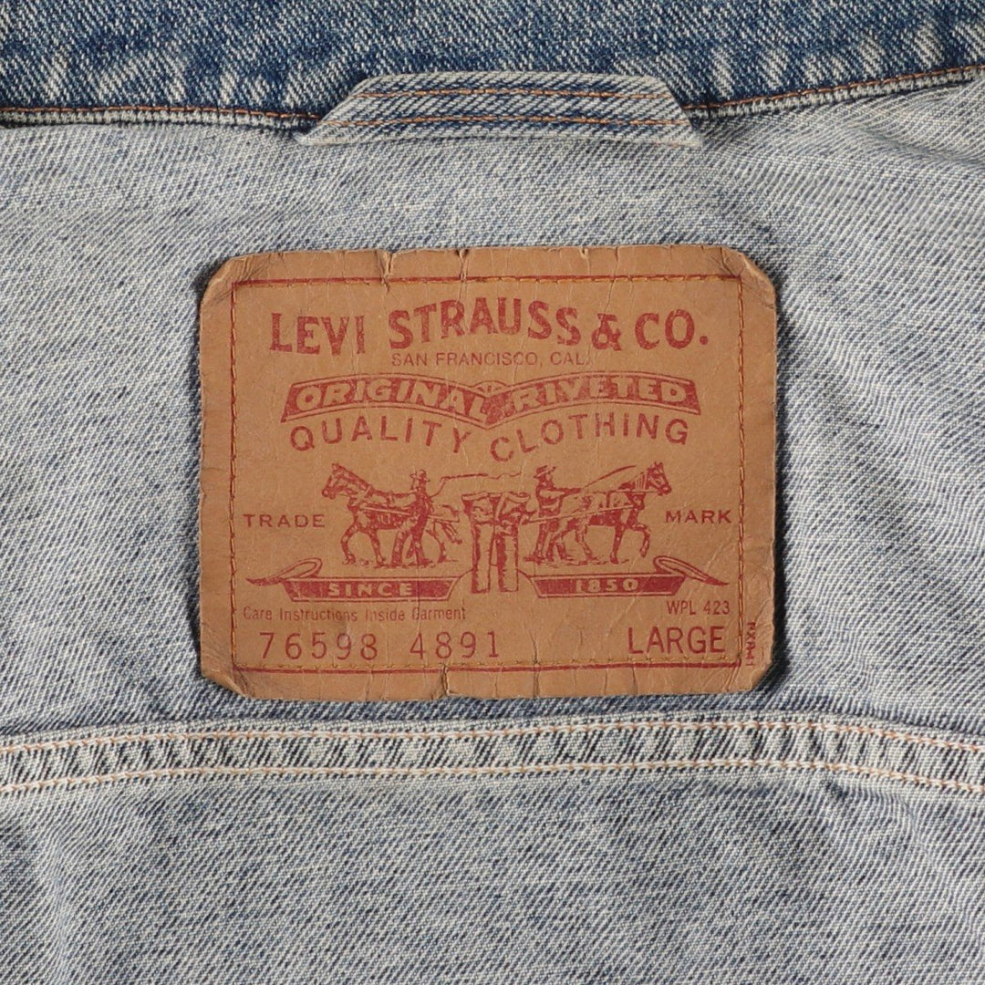 1990'S Levi's 76598-4891 Denim Jacket, Made in USA, Men's Size L (approx.), Vintage cotton blue type Vintage Second Hand