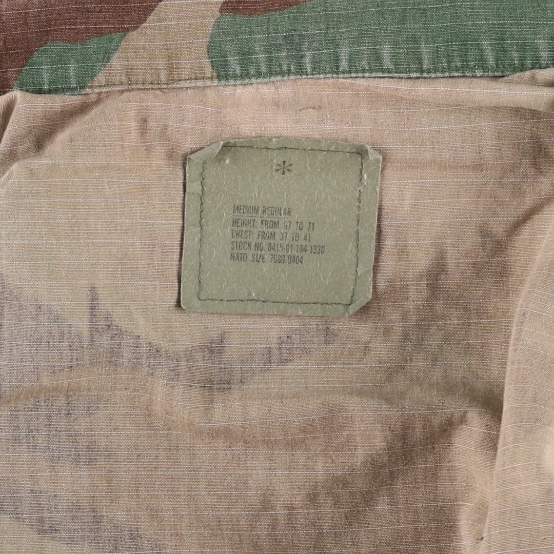 1990'S US Military Issue Camouflage Pattern Woodland Camo Ripstop BDU Military Jacket, Made in USA, Medium-Regular Size cotton Khaki type Vintage Second Hand