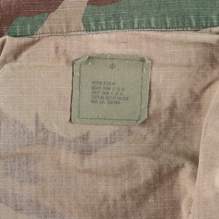 1990'S US Military Issue Camouflage Pattern Woodland Camo Ripstop BDU Military Jacket, Made in USA, Medium-Regular Size cotton Khaki type Vintage Second Hand