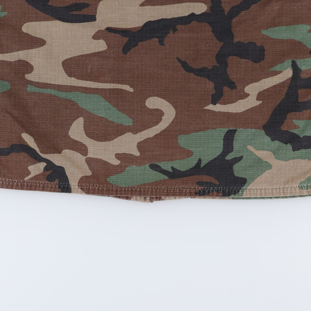 1990'S US Military Issue Camouflage Pattern Woodland Camo Ripstop BDU Military Jacket, Made in USA, Medium-Regular Size cotton Khaki type Vintage Second Hand