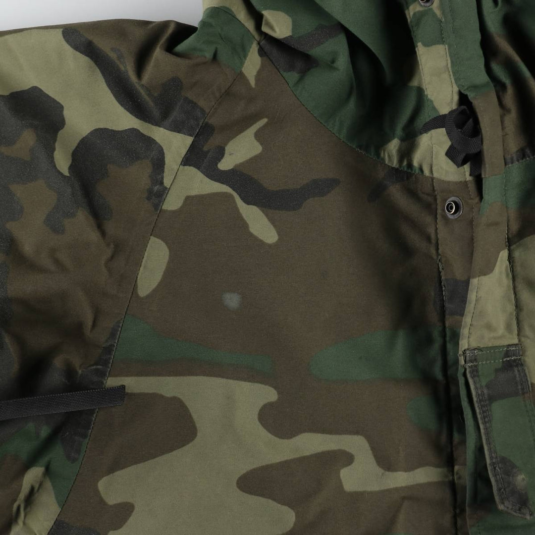 1990'S US Military Issue Woodland Camo ECWCS 1st Generation Mid-Production Military Gore-Tex Parka, Made in USA, Small-Regular Nylon Khaki type Vintage Second Hand
