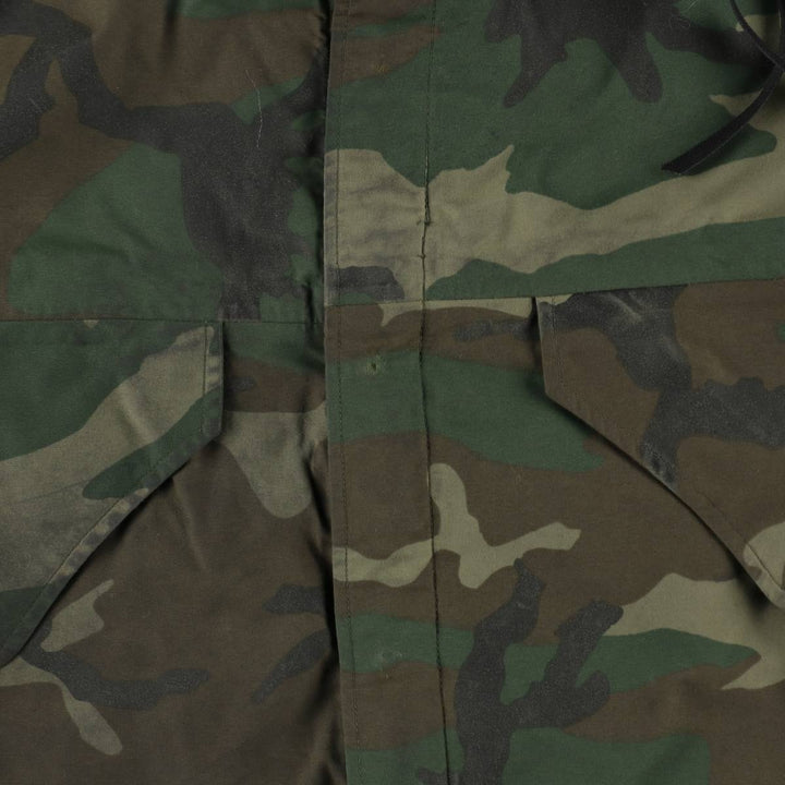 1990'S US Military Issue Woodland Camo ECWCS 1st Generation Mid-Production Military Gore-Tex Parka, Made in USA, Small-Regular Nylon Khaki type Vintage Second Hand