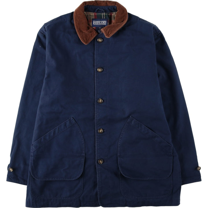 Vintage 80s-90'S Lands' End hunting jacket, men's size L cotton navy blue type Vintage Second Hand