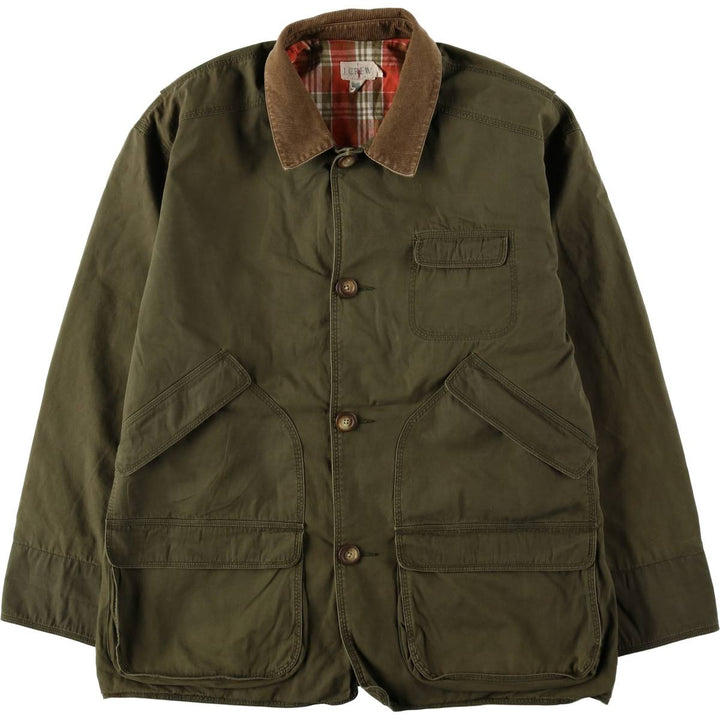 90'S J.Crew Vintage Hunting Jacket, Men's Size L cotton Khaki type Vintage Second Hand