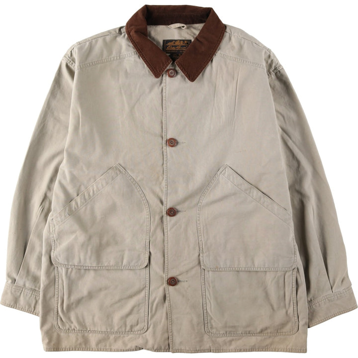 Vintage 80s-90'S Eddie Bauer hunting jacket with black tag, size XL, men's cotton Beige type Vintage Second Hand