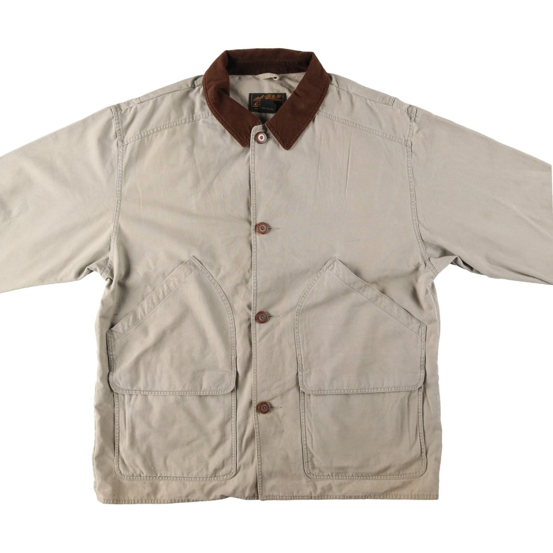 Vintage 80s-90'S Eddie Bauer hunting jacket with black tag, size XL, men's cotton Beige type Vintage Second Hand