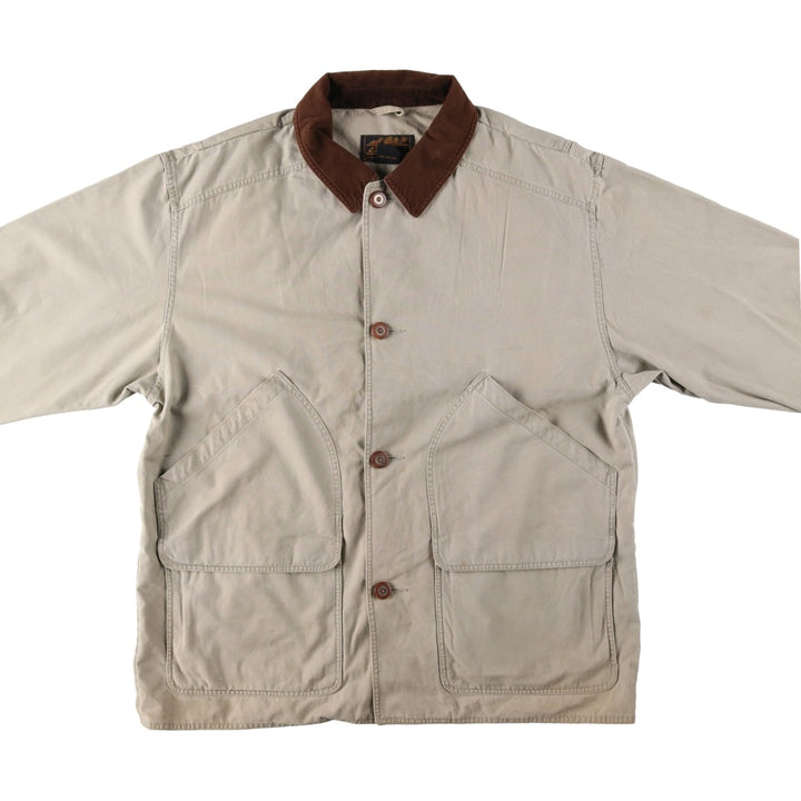 Vintage 80s-90'S Eddie Bauer hunting jacket with black tag, size XL, men's cotton Beige type Vintage Second Hand