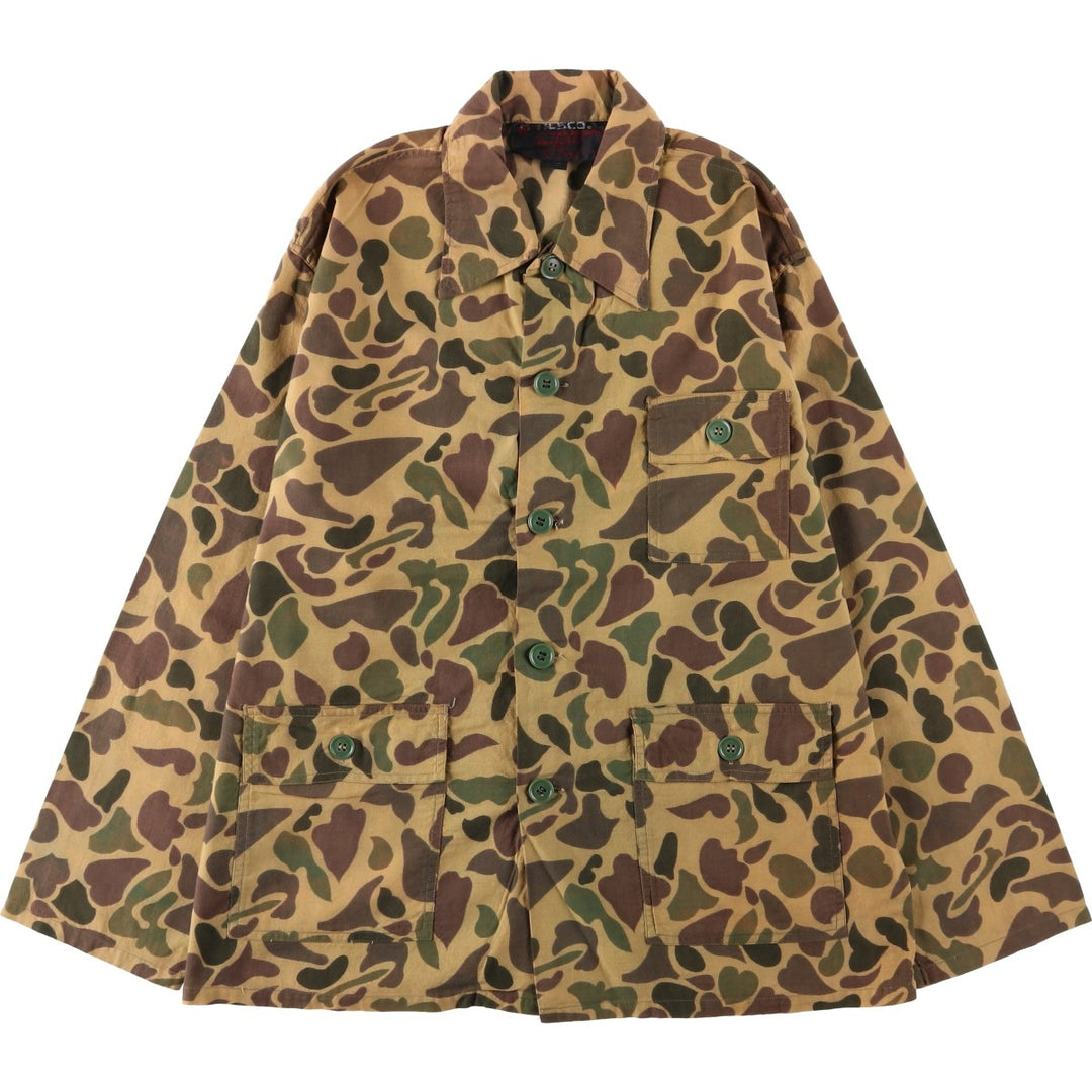 80s-era NESCO camouflage pattern duck hunter camo cotton jacket, men's size M equivalent, vintage. cotton Khaki type Vintage Second Hand