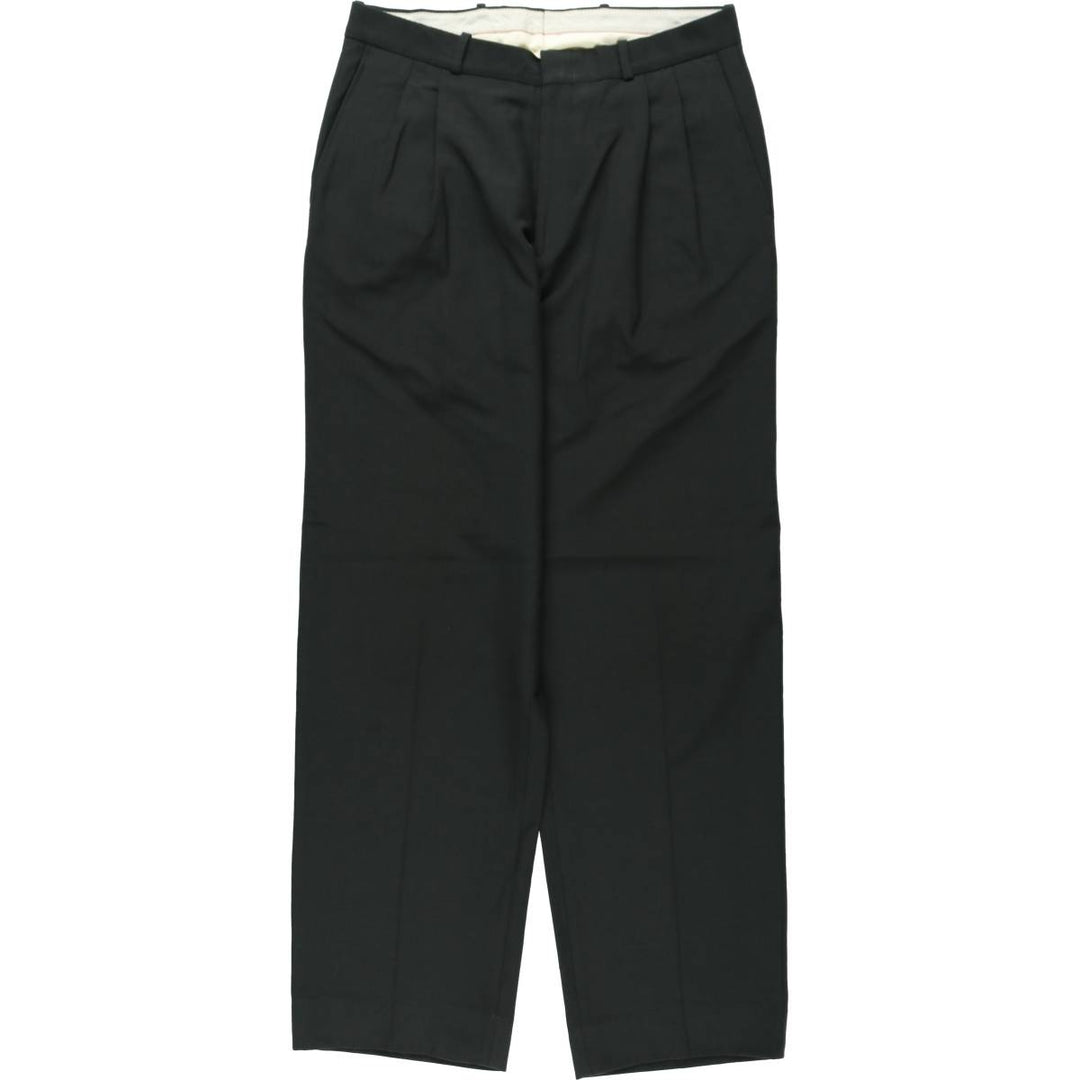 Merit Two-Pleat Wool Trousers/Slacks, Made in Canada, Men's Size W32 (approx.) wool Charcoal Vintage Second Hand